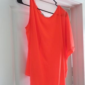 Florescent Orange Asymmetrical Blouse